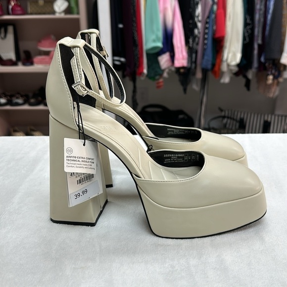 Zara Cream Block Platform‎ Heel NWT - Picture 2 of 4